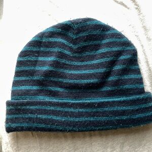 Striped Blue and Black Beanie